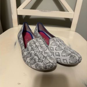 Rothy's Gray Flats with Snakeskin Pattern